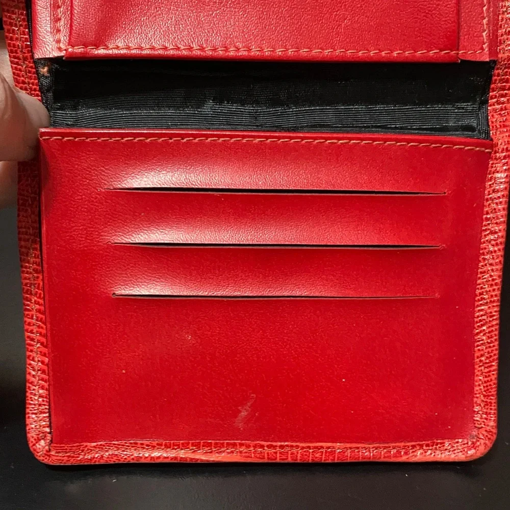 Vintage Baronet Red Crocodile-Embossed leather Women's wallet